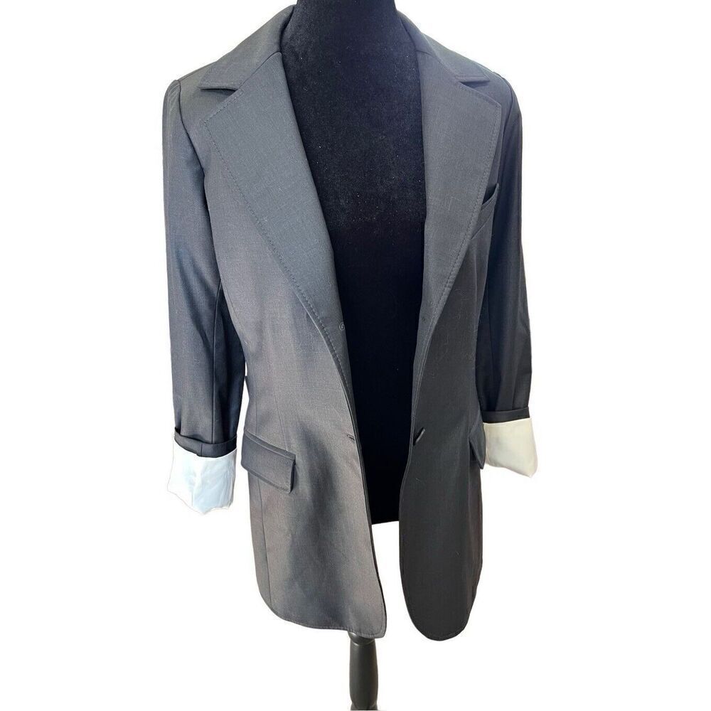 Smythe Blazer Classic Boyfriend Lined Wool & Cashmere Charcoal Gray Size 8 - Picture 6 of 14